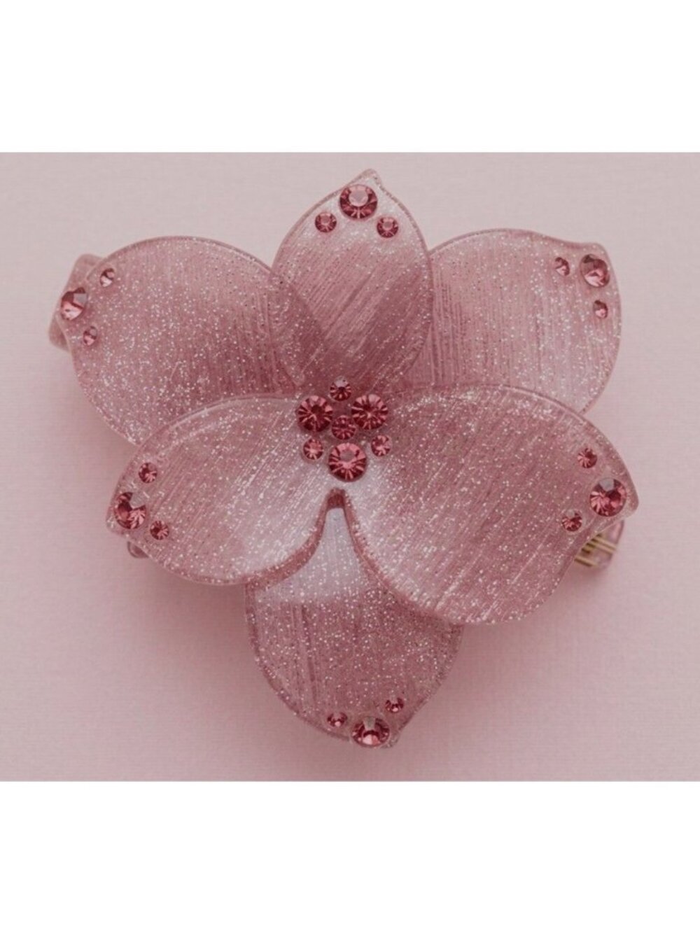 Pink Glittery Flower-Shaped Hair Clip